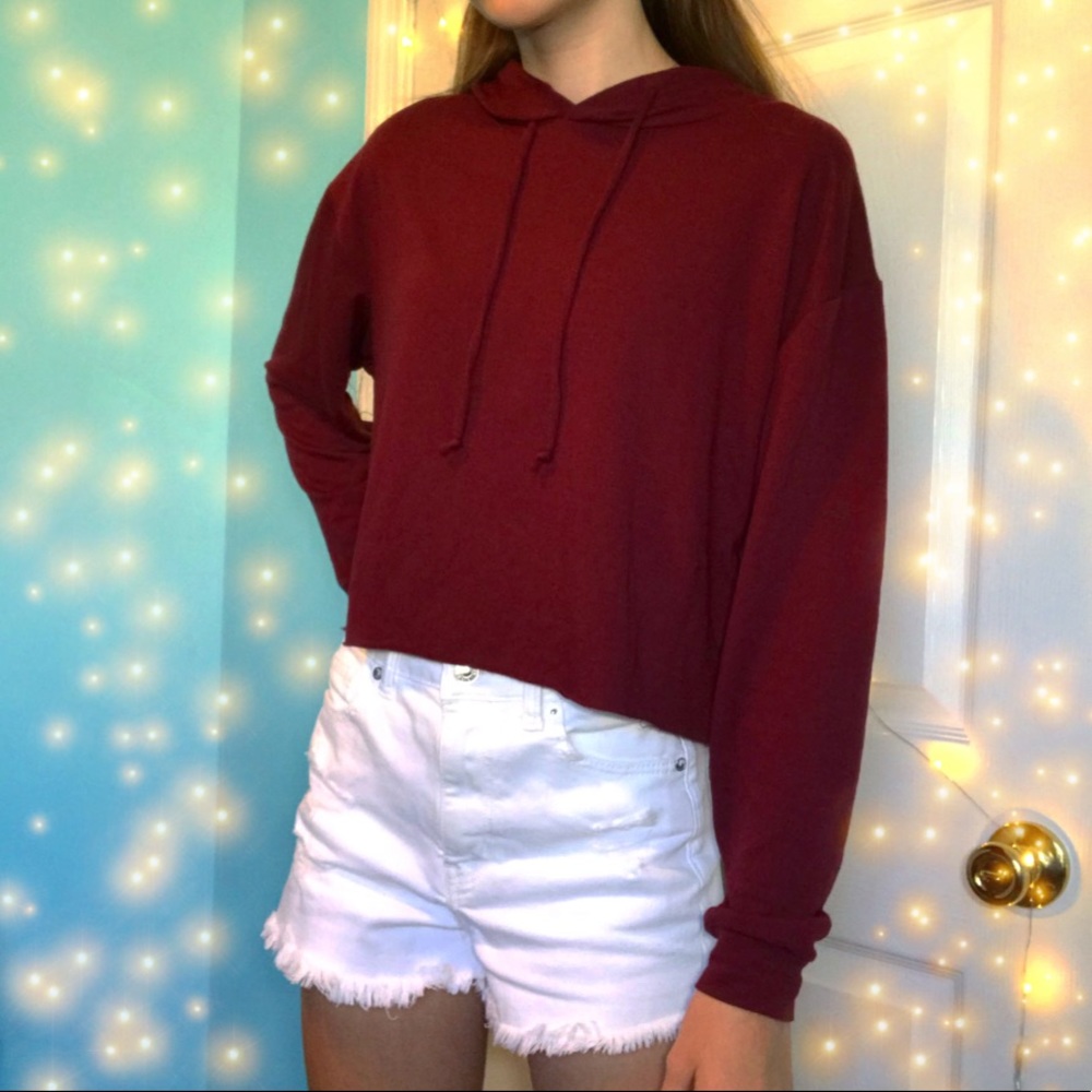 Cropped red long sleeve hoodie